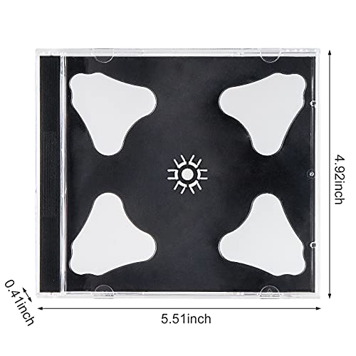 Maxtek 10.4 mm Standard Double (2 Discs Capacity) Clear CD Jewel Case with Black Tray, 100 Pack