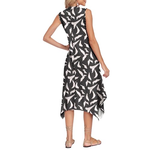 Image of AUSELILY Summer Dresses for Women 2026 Casual Sleeveless Sundress Asymmetrical Hem Tank Midi Dress with Pockets