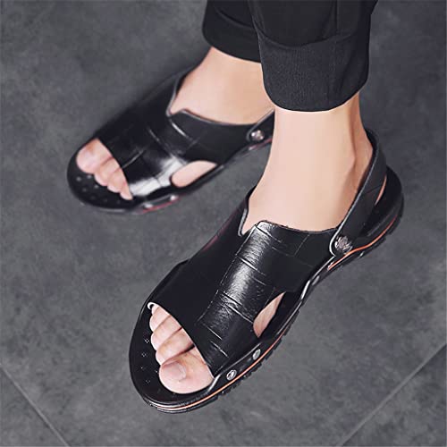 Mens Leather Casual Sandals Daily Street Trendy Large Size Minimalist Breathable Non-Slip Comfort Slippers(9.5ode)3