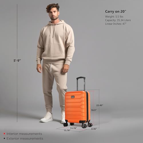 Image of InUSA TREND Luggage with Spinner Wheels | Durable Lightweight Hardshell Suitcase, Travel bag with Handle and Trolley, 20-Inch Carry On Small Luggage | Orange