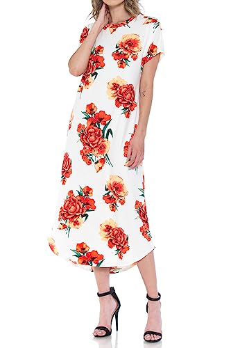 Image of iconic luxe Women's A Line Short Sleeve T Shirt Midi Dress Summer Casual