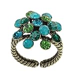konplott magic fireball mini rot  Konplott: Ring Magic Fireball blue/green, klassischer Kristallblüten-Ring mit Steinen in grün-türkis, für Damen/Frauen