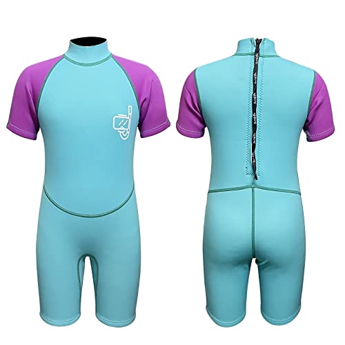 Pzzmy Shorty Wetsuit Kids 2Mm Neoprene Suits Girl Surfing Canoeing Suits Short Wetsuits Boy Shortie Wet Suits Toddler One Piece Swimsuit Swimwear Short Sleeve Wetsuits Children #TOP7