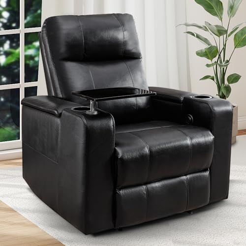 ANJ Black Power Recliner with Cup Holders