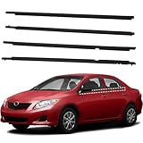 ItranMc Car Window Molding Trim for 2009-2012 Toyota Corolla,Sedan 4-Door,Black Outer Door Weather Strip Window Seal Belt,Replace#75710-02210 75720-02210 75730-02190 75740-02190