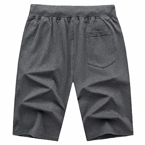Mens Shorts Workout Athletic Casual Pants Zipper Pockets Drawstring Breathable Cotton Hiking Jogging Sweatpants (Dark Grey,2Xl), Xx-Large #TOP1