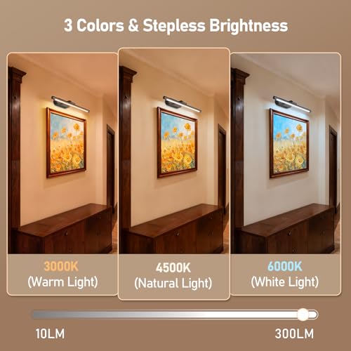 Image of Glendan 16 inch Wireless Picture Lights for Wall, Rechargeable Art Light