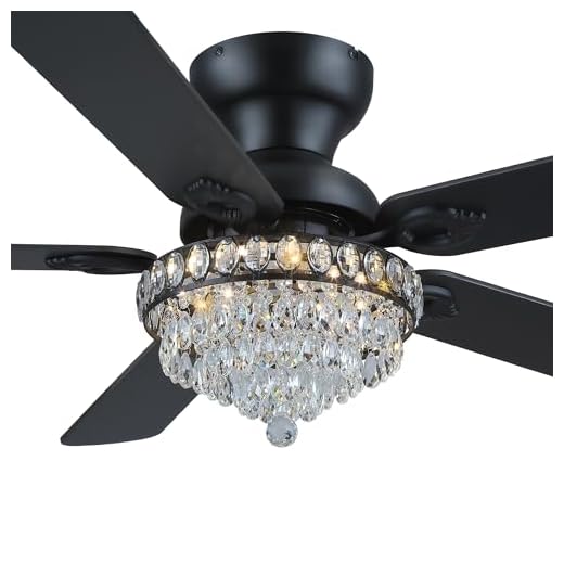 Crystal Ceiling Fan Fandelier with Lights-Modern Ceiling Fan(52" Black)