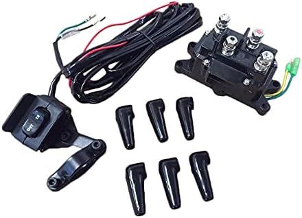 Automotive Authority 12V Solenoid Relay Contactor & Winch Rocker Thumb Switch Combo for ATV UTV