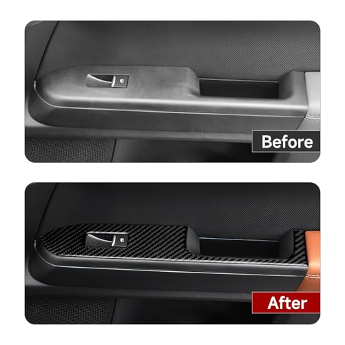 Image of Car Carbon Fiber Front Window Lift Switch Cover Trim for Ford Bronco Sport 2021 2022 2023 2024 Interior Accessories