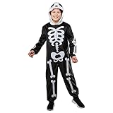 Rubies Skeleton Comfywear Hooded Jumpsuit for Kids, Unisex S/M