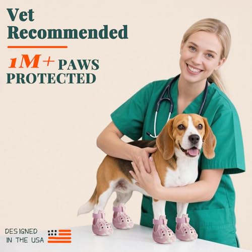 AOKOWN Dog Shoes for Hot Summer Pavement, Dog Shoes for Small Dogs, Waterproof Dog Boots & Paw Protectors, Non-Slip Dog Rain Booties, Easy Clean Sandals for Beach Pink Size 1 by AOKOWN - Image 5