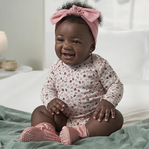 Image of Gerber Baby Bodysuits Long-Sleeve Cotton Onesies 6-Pack for Girls Newborn