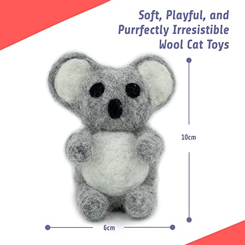 Purrz Hand-Made Natural Merino Wool Catnip Toy For Indoor Cats | Soft Kitten Toy For Self-Play | Hypoallergenic & Addictive | Bite Resistant Cat Mental Stimulation Toy |Cute & Plush | Koala #TOP3