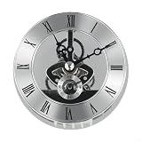 Durashmall Inserto per orologio scheletro dorato da 86 mm, con ingranaggi mobili e numeri romani, movimento al quarzo fai da te, parte di ricambio per la decorazione della casa, spessore 24 mm