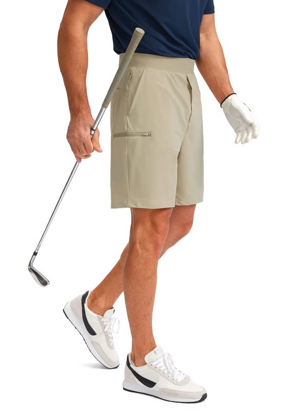 Viodia Men's 7" Golf Shorts with 5 Pockets Elastic Waist Dry Fit Stretch Shorts for Men Hiking Casual Athletic