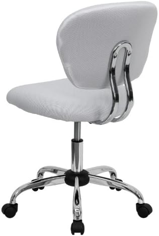 Flash Furniture Chair, Chrome, White, Mid-Back