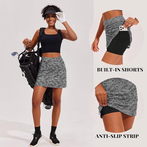 Image of Ekouaer 16 inch Golf Skorts for Woman with Inner Pockets Silicone Grippers Tennis Skirt Quick Dry Athletic Pickleball Skort