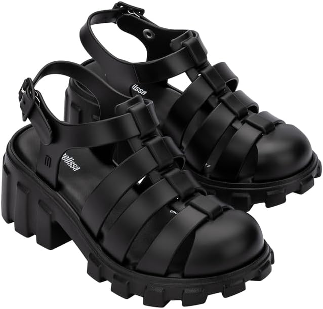 mini melissa Megan Platform Sandals for Kids, Black, 2