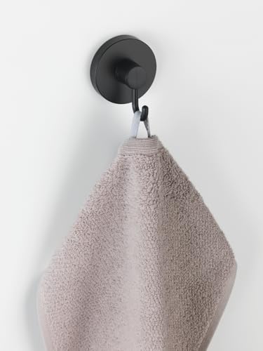WENKO Vacuum-Loc® Haken Schwarz, 2er Set Handtuchhalter, Haken für Handtücher und Accessoires, Befestigen ohne bohren mit Vakuum, Kunststoff schwarz lackiert, Loft-Style, je 6 x 6,7 x 5 cm