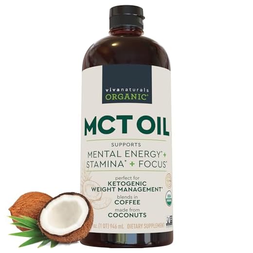 Viva Naturals Organic MCT Oil for Keto Coffee (32 fl oz) - Best MCT Oil Supplement to Support Energy and Mental Clarity, USDA Organic, Non-GMO and Paleo Certified & Keto Friendly