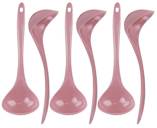 Reston Lloyd Melamine Soup Ladle Kitchen Utensil, Premium Quality Utensil with Heat Resistant Ergonomic Handle, Durable BPA-Free Plastic, 10.5 inch long, 6pc Set, Pink