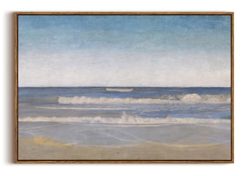 KISSFOX Vintage Coastal Seascape Canvas Wall Art Summer Beach Framed