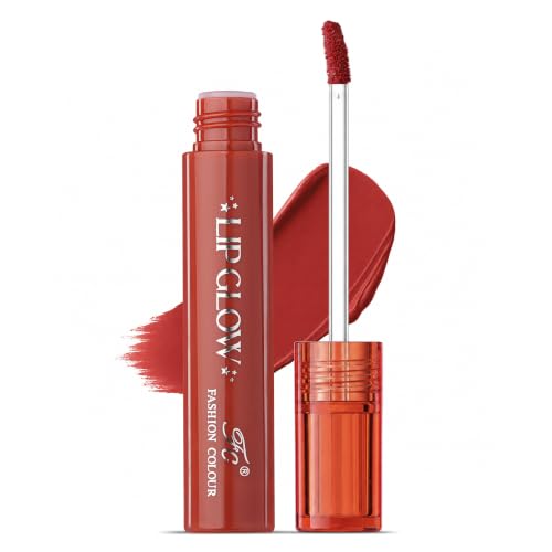 Image of Fashion Colour Pretty Lip Glow Liquid Lipstick Waterproof | Matte Finish | Non Transfer 16 Hours Wear | Liquid Lipstick Nudeshade To Boldshade | Perfectly fit to all Indian Skin Tones | (#Dull Red, 3ML)