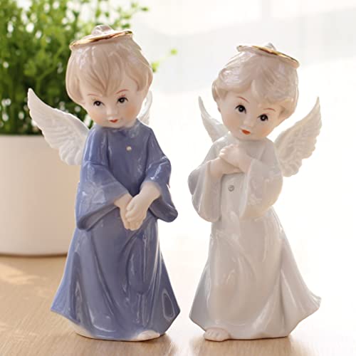 Ultnice Ceramic Angel Baby Figurine Small Angel White Wings Statues Cherubs Sculptures Statue Porcelain Boy Angel Figurine Desktop Decoration For Home Shelf Decor Blue #TOP5