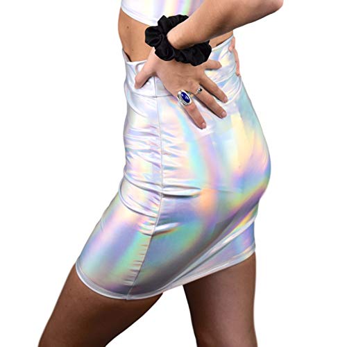 Opal Holographic High Waisted Pencil Mini Bodycon Skirt - Made in USA2
