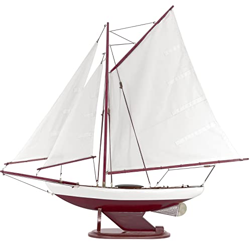 Nautimall 26" Wooden Sailboat Model Bermuda Sloop Handmade Nautical Modern Yacht Ship Home Decor (Red) #TOP18