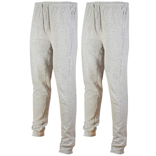 Style It Up Jog Pants Jogging Bottoms Trousers Joggers Cuffed Hem Zip Pockets Sweatpant (2 Pack, Grey, XS)