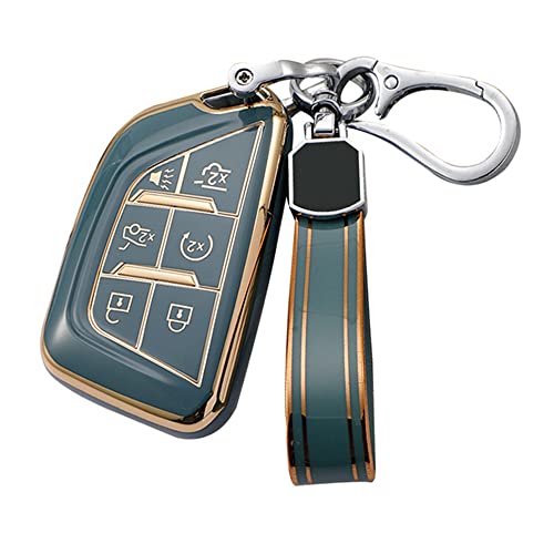 Image of Tpu Compatible with Cadillac key fob cover for 2020 2022 CT5 CT6 XTS XT4 XT5 XT6 ATS lyriq Escalade ESV accessories keychain (grey)