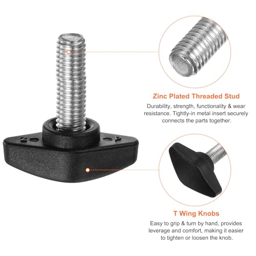 QUARKZMAN 4 Stück Rändelschrauben M8 x 20mm Flügelschraube mit T-förmige Handgriff, Verzinkte Kohlenstoffstahl Gewindebolzen Daumenschrauben 36mm Spannschraubenknopf für Schnellentfernung