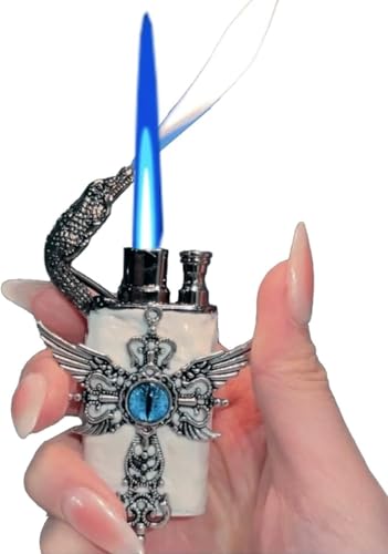 Encendedor recargable de llama doble portátil blanco miniatura 2