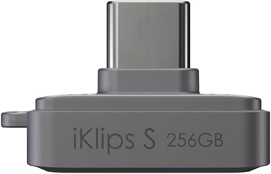 ADAM elements iKlips S USB-C Nano Touch 256GB Fingerprint Encrypted External SSD Flash Drive, Portable Storage for iPhone 15/16/17 Pro Max, iPad, MacBook & Android
