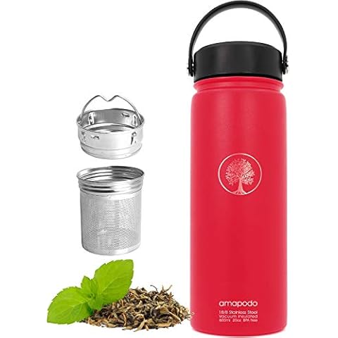 amapodo - Botella de acero inoxidable - Tetera Termos 0,6l - Botella de té con colador para llevar Cover