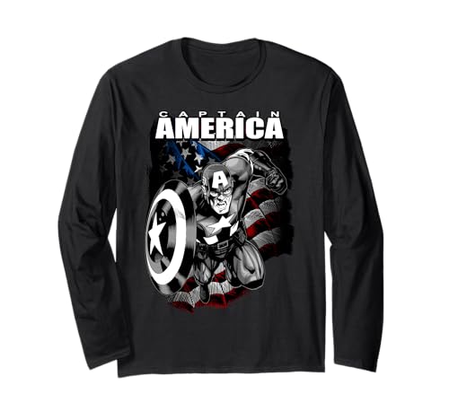 Fondo de bandera envejecida de Capitán América de Marvel Manga Larga