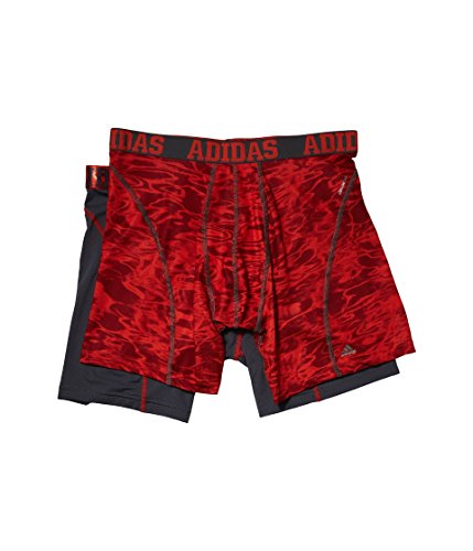 adidas Men's Sport Performance Climacool Graphic Boxer Brief Underwear (2-Pack), Red Ponder/Onix Onix/Scarlet, Large