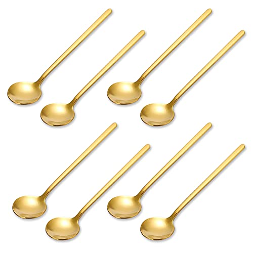 Pack of 8 coffee spoons, mini teaspoons, stainless steel dessert spoons, mixing spoons, for coffee, dessert, cakes, ice cream, cappuccino, 13 cm