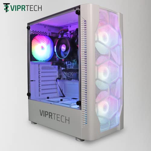 Viprtech Snowstorm Gaming Pc Desktop Computer - Amd Ryzen 3 2200G, Amd Radeon Vega 8 Graphics, 8Gb Ddr4 Ram, 128Gb M.2 Ssd, 500Gb Hdd, Wifi, Rgb Lighting, Windows 10 Pro, 1 Year Warranty #TOP6