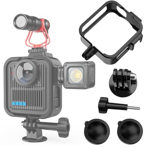 GoPro Max2 対応 カメラケージ フレーム ブラケット マルチ機能ケージ 拡張可能な周辺機器 簡単取り付け PC製保護フレーム 耐落下性と耐衝突性 レンズキャップ付き