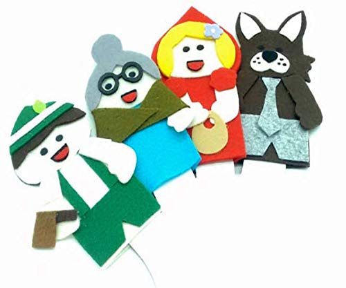 Dedoche Chapeuzinho Vermelho em Feltro 4 peças