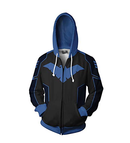 Super Hero Costume Robin Jacket Creative Hoodie Spring and Autumn Coat Halloween Cosplay (Black N-Wing, XX-Large)
