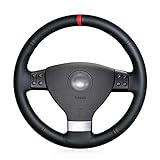 HCDSWSN Cubierta del Volante del Coche de Cuero Artificial Negro para Volkswagen Golf 5 Mk5 VW Passat B6 Jetta 5 Mk5 Tiguan 2007-2011