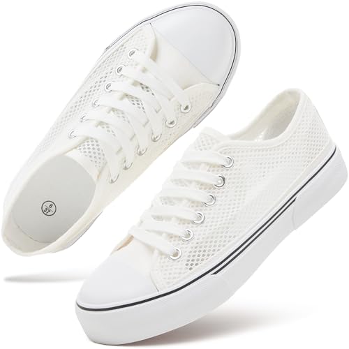 Image of hash bubbie White Sneakers for Women Low Top Canvas Shoes Womens Canvas Sneakers Women's Fashion Sneakers Slip on Casual Tennis Shoes