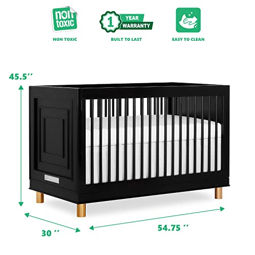 Evolur Loft Art Deco 3-In-1 Convertible Crib In Black, Greenguard Gold Certified, 3 Mattress Height Settings, Features Rounded Spindles, Converts To Toddler Bed & Daybed #TOP3