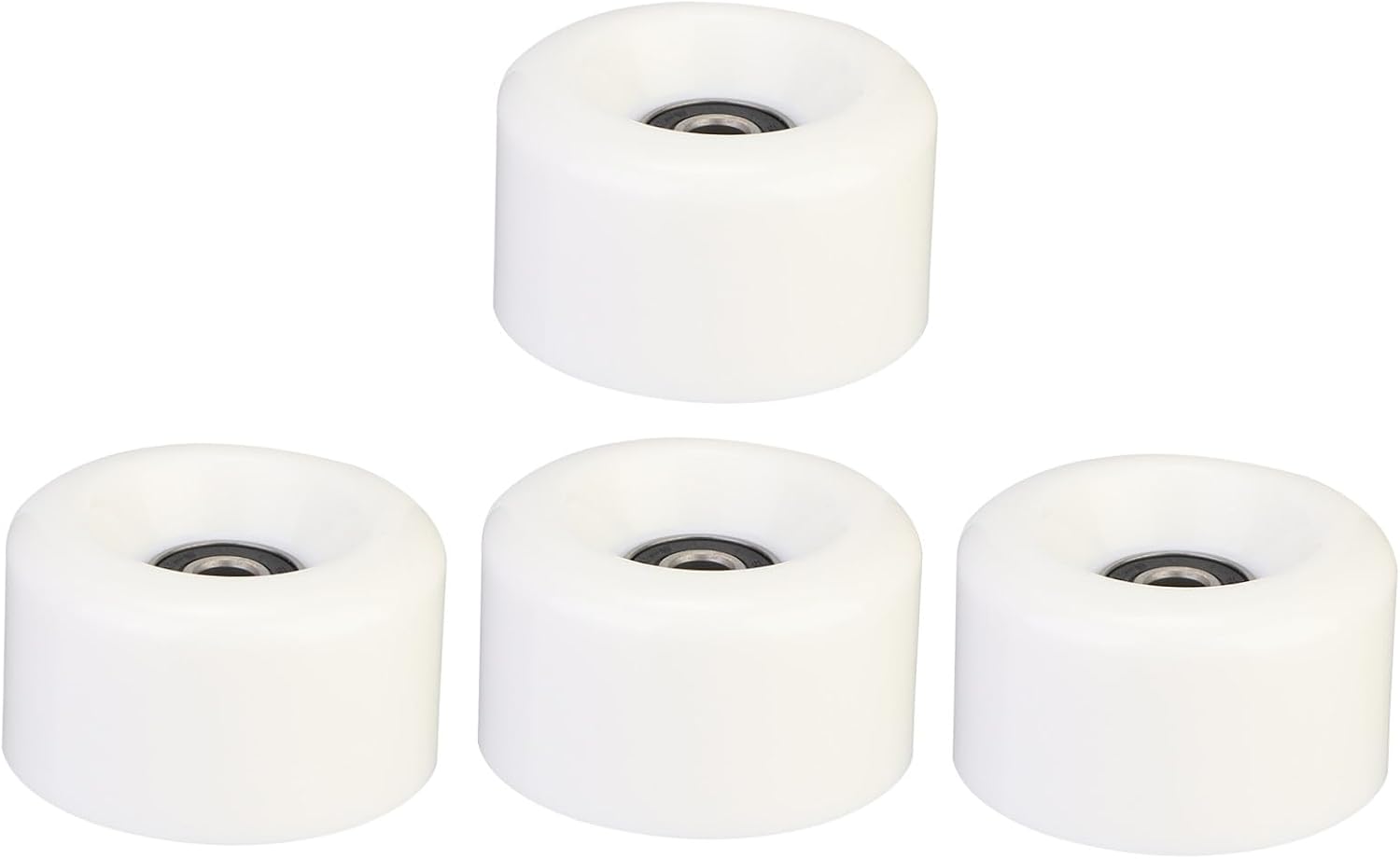 Toyvian 4pcs Roller Skate Wheels with Bearings White Pu Replacement Wheels for Double-row Roller Skates for Indoor and Outdoor Use
