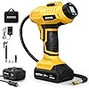 AstroAI Inflador inalámbrico de neumáticos de auto y moto, compresor de aire de 20 V, batería recargable, 160 PSI con adaptador de corriente de 12 V, medidor digital, (C2) amarillo JY16P160-18
