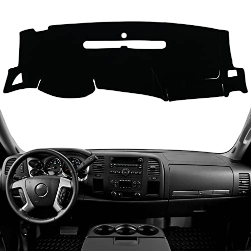 Keegtbox Dashboard Mat Cover Interior Center Console Compatible With Chevy Silverado/Gmc Sierra Truck 2007-2013 With Two Glove Boxes Dash Protection Accessories (Black Trim) #TOP20